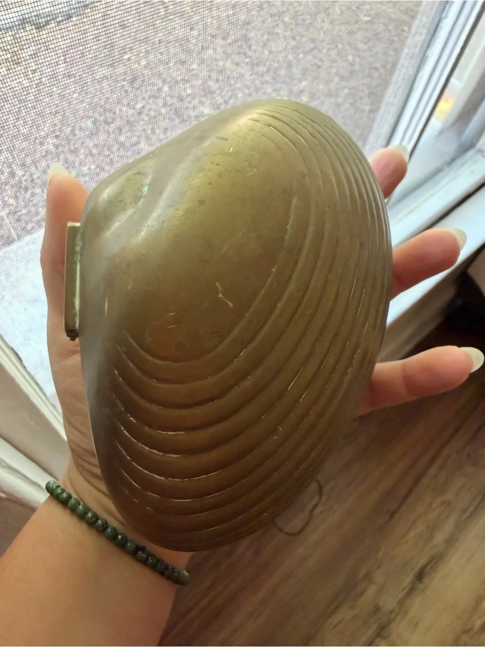 Vintage Brass-Decorative Clam Lidded Trinket Box - Gold Finish